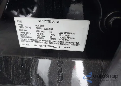 2022 Tesla Model Y Performance Dual Motor All-Wheel Drive from USA, damaged, VIN 7SAYGDEF6NF397776